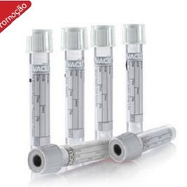 TUBO PARA COLETA DE SANGUE VÁCUO SECO SEM ADITIVO 5ML VIDRO TAMPA BRANCA RACK COM 100 UNIDADES