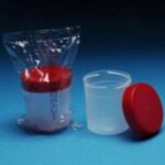 Coletor de  Urina 50ML Estéril Individual Tampa Vermelha  com 100 unidades