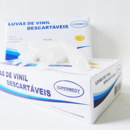 Luva de Procedimento Descartável Vinil com Amido Tamanho G com 100 unidades