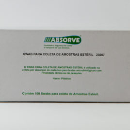SWAB PLASTICO ESTÉRIL COLETA AMOSTRA COM 100 PEÇAS