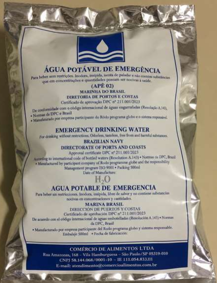 agua marinha Ração Líquida – Sachê 500ml – Certificado DPC Marinha do Brasil - Imagem 1